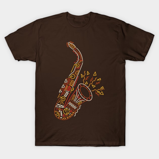 Saxophone Retro Shapes T-Shirt by JDP Designs